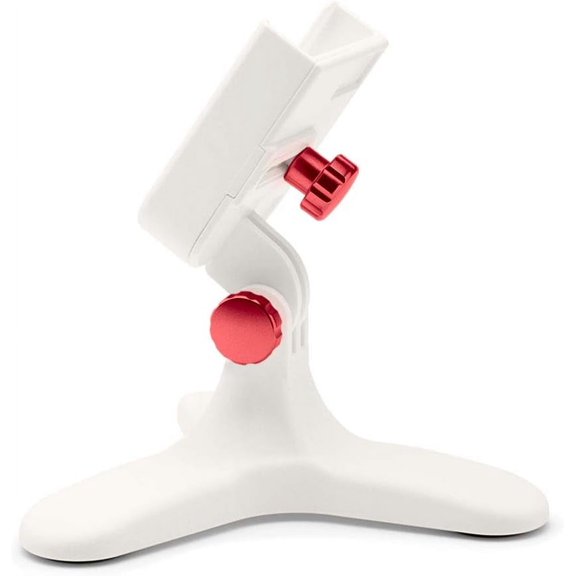 WeatherTech DeskFone White Universal Phone Holder for Flat Surfaces, Office, Kitchen, Nightstand - Red Billet Knobs