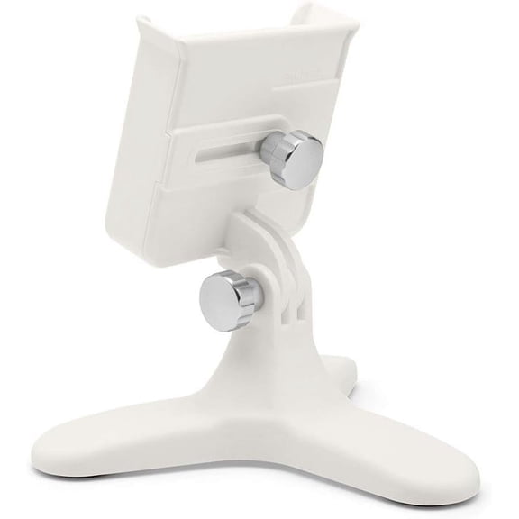 WeatherTech DeskFone XL in White Universal Desktop Cell Phone Holder - Silver Billet Knobs