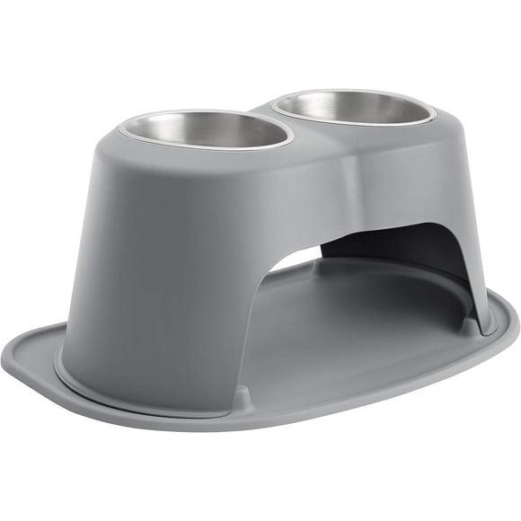 WeatherTech Double High Pet Feeding System - Elevated Dog/Cat Bowls - 12 inch High Dark Grey (DHC6412DGDG)