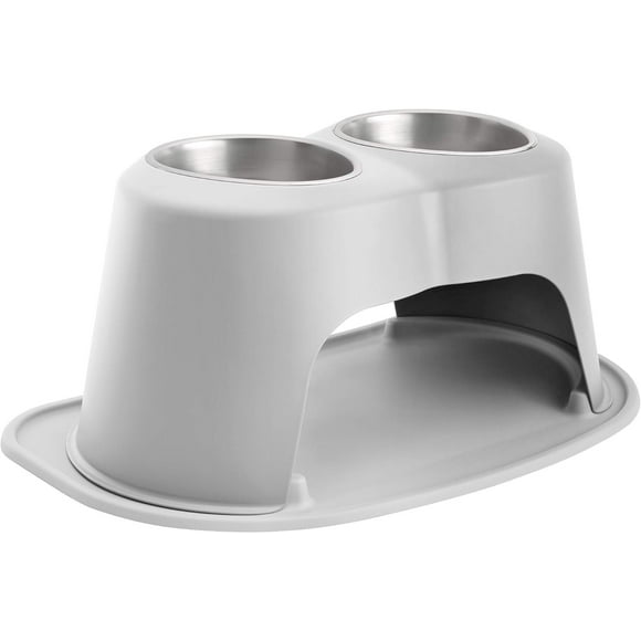 WeatherTech Double High Pet Feeding System - Elevated Dog/Cat Bowls - 12 inch High Light Grey (DHC6412LGLG)