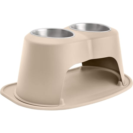 WeatherTech Double High Pet Feeding System - Elevated Dog/Cat Bowls - 12 inch High Tan (DHC6412TNTN)