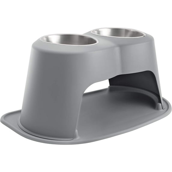 WeatherTech Double High Pet Feeding System - Elevated Dog/Cat Bowls - 14 inch High Dark Grey (DHC9614DGDG)