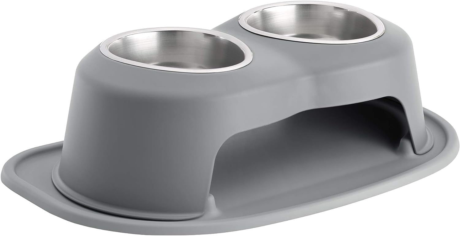 WeatherTech Double High Pet Feeding System - Elevated Dog/Cat Bowls - 6 inch High Dark Grey (DHC3206DGDG)