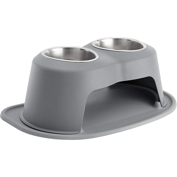 WeatherTech Double High Pet Feeding System - Elevated Dog/Cat Bowls - 8 inch High Dark Grey (DHC3208DGDG)