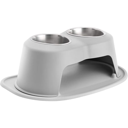 WeatherTech Double High Pet Feeding System - Elevated Dog/Cat Bowls - 8 inch High Light Grey (DHC3208LGLG)