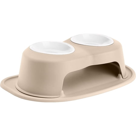 WeatherTech Double High Pet Feeding System w/Plastic Dog/Cat Bowls - 6" High Stand Tan (PDHC3206TNTN)