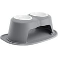 thumbnail image 1 of WeatherTech Double High Pet Feeding System w/Plastic Dog/Cat Bowls - 8" High Stand Dark Grey (PDHC3208DGDG), 1 of 4