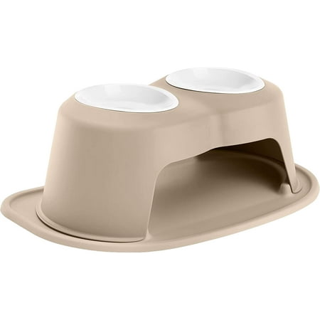 WeatherTech Double High Pet Feeding System w/Plastic Dog/Cat Bowls - 8" High Stand Tan (PDHC3208TNTN)