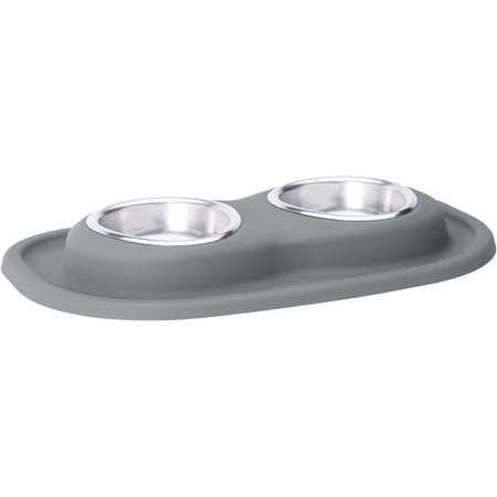 WeatherTech Double Low Pet Feeding System - Compact and Portable Dog / Cat Food and Water Station - 8 oz (1 Cup) Dark Grey (DL0801DG)