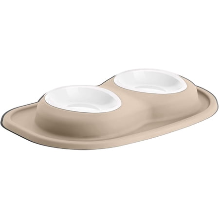 WeatherTech Double Low Pet Feeding System w/Plastic Dog/Cat Bowls - 16 oz (2 Cups) Tan (PDL1602TN)