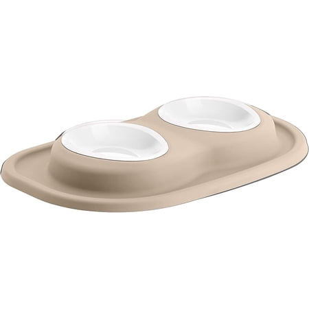 WeatherTech Double Low Pet Feeding System w/Plastic Dog/Cat Bowls - 8 oz (1 Cup) Tan (PDL0801TN)