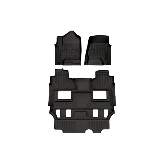 WeatherTech FloorLiner HP Custom Fit Floor Mats compatible with 2015-2020 Cadillac Escalade - Complete Set (1st Row, Two Piece - 2nd & 3rd Row), Black