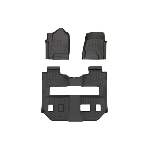 WeatherTech FloorLiner HP Custom Fit Floor Mats compatible with 2015-2020 Cadillac Escalade ESV - Complete Set (1st Row, Two Piece - 2nd & 3rd Row), Black