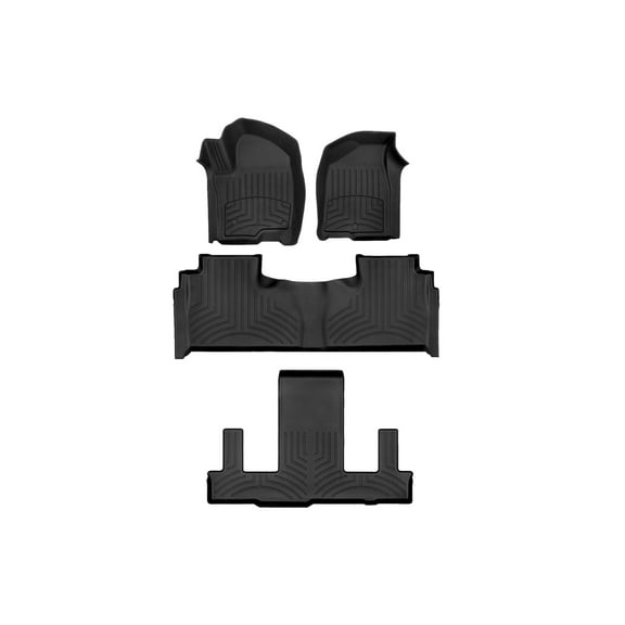 WeatherTech FloorLiner HP Custom Fit Floor Mats compatible with Escalade ESV, Escalade-V ESV, Yukon XL, Suburban - Complete Set (1st, 2nd, & 3rd Row), Black