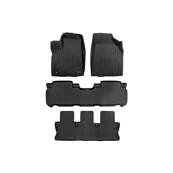 WeatherTech FloorLiner HP Custom Fit Floor Mats compatible with 2014-2019 Toyota Highlander - Complete Set (1st, 2nd, & 3rd Row), Black