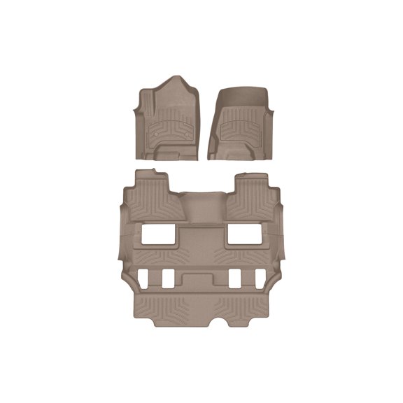 WeatherTech FloorLiner HP Custom Fit Floor Mats compatible with 2015-2020 Cadillac Escalade - Complete Set (1st Row, Two Piece - 2nd & 3rd Row), Tan