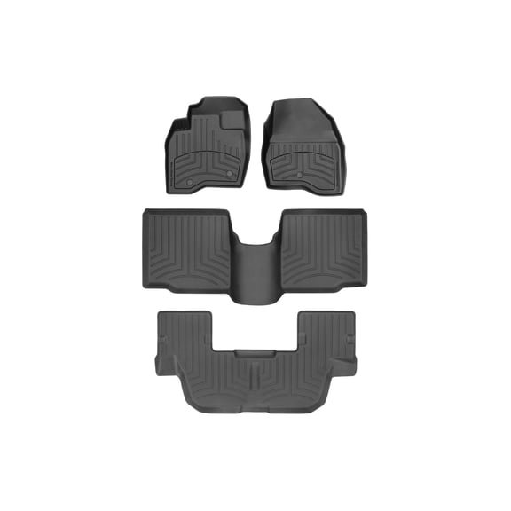 WeatherTech FloorLiner HP Custom Fit Floor Mats compatible with 2017-2019 Ford Explorer - Complete Set (1st, 2nd, & 3rd Row), Black