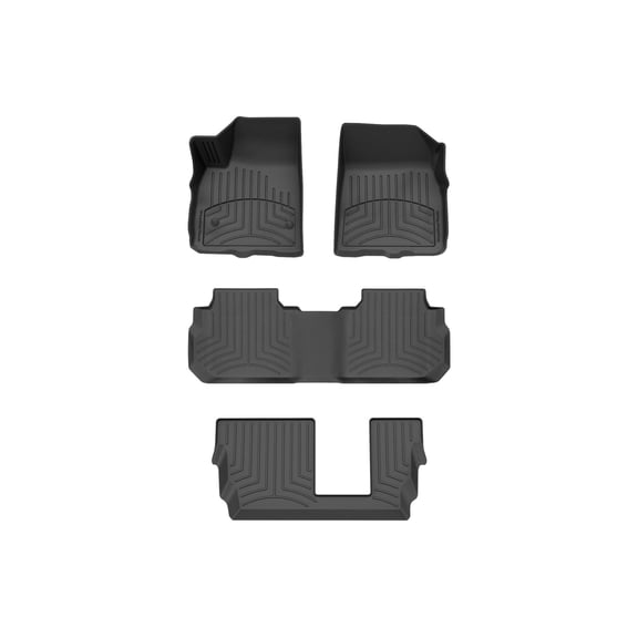 WeatherTech FloorLiner HP Custom Fit Floor Mats compatible with 2020-2025 Cadillac XT6 - Complete Set (1st Row, Two Piece - 2nd & 3rd Row), Black