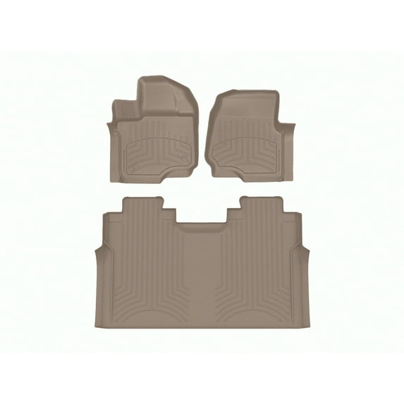 WeatherTech FloorLiner HP Custom Fit Floor Mats compatible with 2021-2025 Ford F-150 - 1st & 2nd Row, Tan