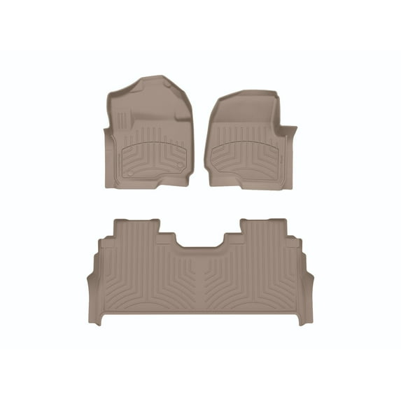 WeatherTech FloorLiner HP Custom Fit Floor Mats compatible with 2023-2024 Ford Super Duty - 1st & 2nd Row, Tan