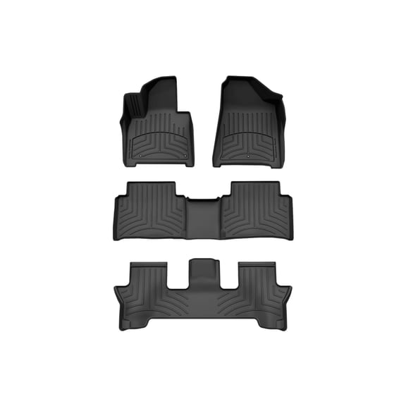 WeatherTech FloorLiner HP Custom Fit Floor Mats compatible with 2024-2026 Hyundai Santa Fe - Complete Set (1st, 2nd, & 3rd Row), Black