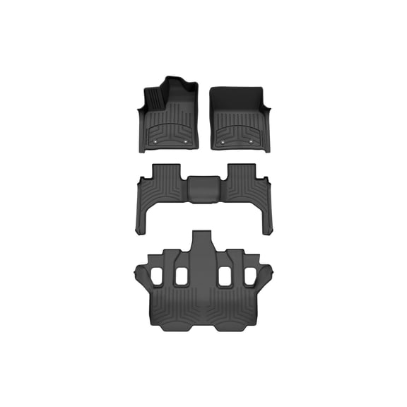 WeatherTech FloorLiner HP Custom Fit Floor Mats compatible with 2025-2026 Lexus LX - Complete Set (1st, 2nd, & 3rd Row), Black