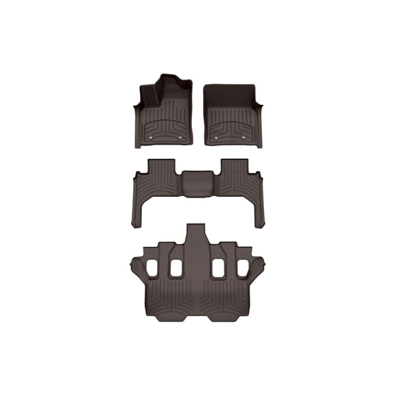 WeatherTech FloorLiner HP Custom Fit Floor Mats compatible with 2025-2026 Lexus LX - Complete Set (1st, 2nd, & 3rd Row), Cocoa