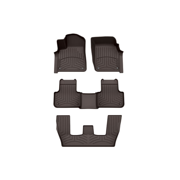WeatherTech FloorLiner HP Custom Fit Floor Mats compatible with Audi Q7, SQ7 - Complete Set (1st, 2nd, & 3rd Row), Cocoa