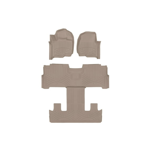WeatherTech FloorLiner HP Custom Fit Floor Mats compatible with Expedition Max, Navigator L - Complete Set (1st Row, Two Piece - 2nd & 3rd Row), Tan