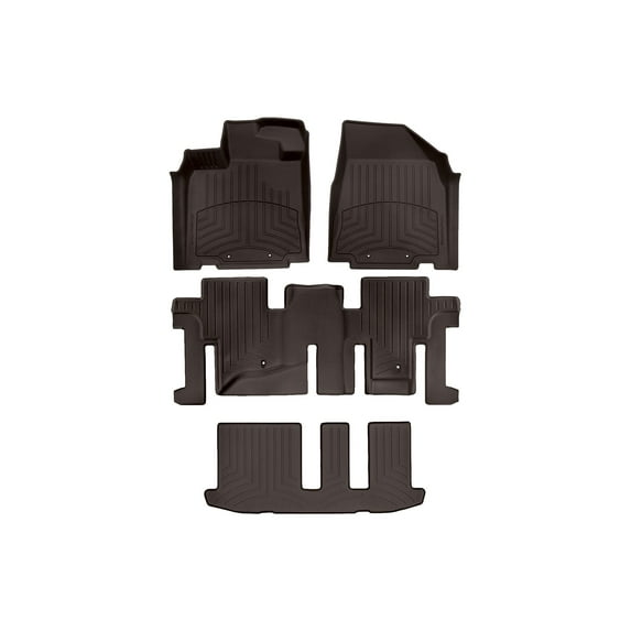 WeatherTech FloorLiner HP Custom Fit Floor Mats compatible with JX, Pathfinder, QX60 - Complete Set (1st, 2nd, & 3rd Row), Cocoa