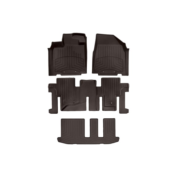 WeatherTech FloorLiner HP Custom Fit Floor Mats compatible with JX, Pathfinder, QX60 - Complete Set (1st, 2nd, & 3rd Row), Cocoa