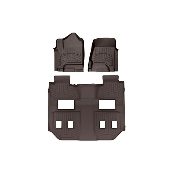 WeatherTech FloorLiner HP Custom Fit Floor Mats compatible with Suburban, Yukon XL - Complete Set (1st Row, Two Piece - 2nd & 3rd Row), Cocoa