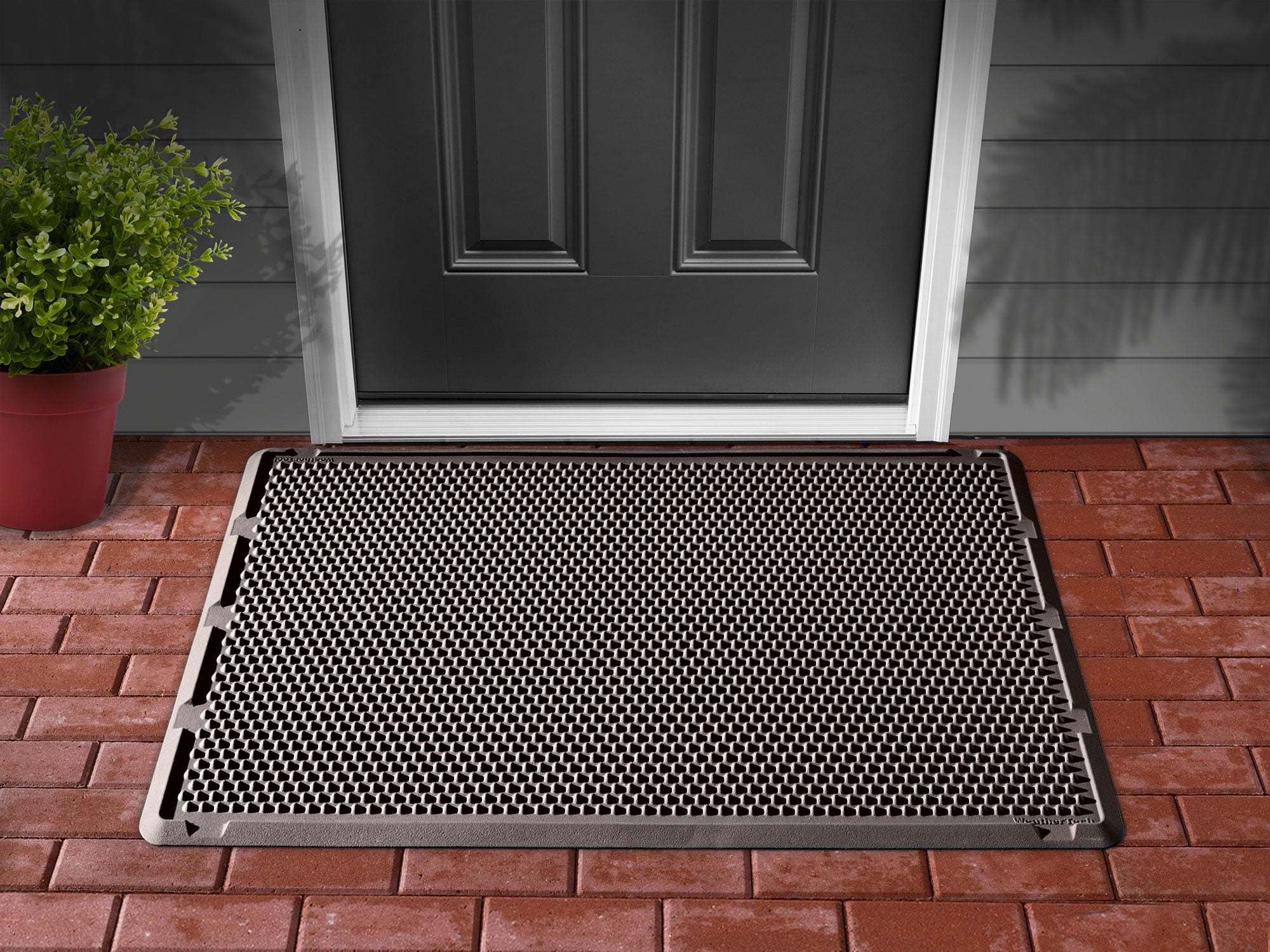 Cocoa Thermoplastic Outdoor Floor Mat with Scraper Edge, 30"x48"