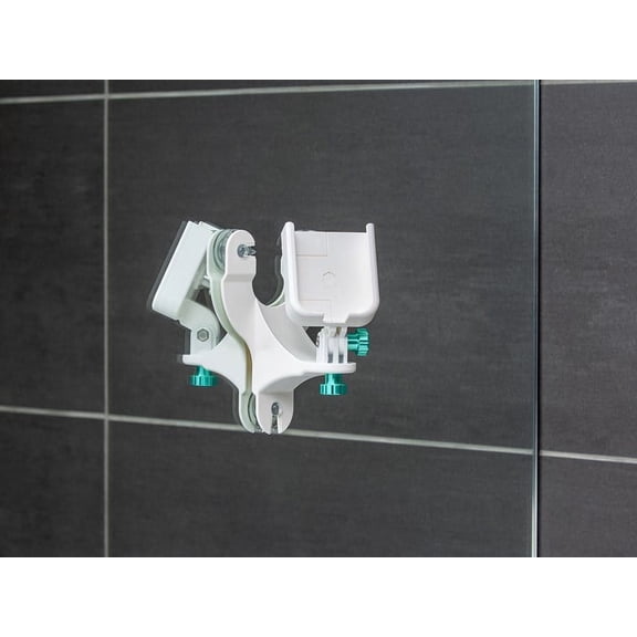 WeatherTech Rotating MirrorFone - White with Solid Billet Aluminum Knobs, Turquoise - Phone Holder Mount for Bathroom Kitchen Shower Mirror Tile (8ARM2TL)