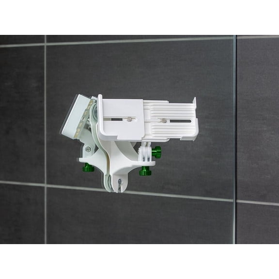 WeatherTech Rotating MirrorFone - White Two View with Solid Billet Aluminum Knobs, Forest Green - Phone Holder Mount for Bathroom Kitchen Shower Mirror Tile (8ARM4GN)