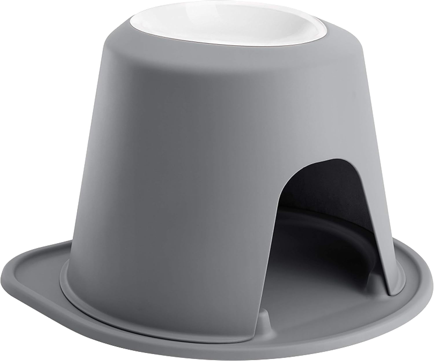 WeatherTech Single High Pet Feeding System w/Plastic Dog/Cat Bowls - 10" High Stand Dark Grey (PSH6410DGDG)