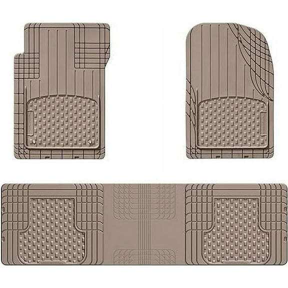 WeatherTech Trim-to-Fit Floor Mat - Semi Universal Vehicle Mats - 1st & 2nd Row 3-Piece Set (Tan)