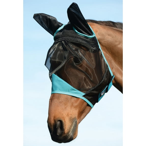 Weatherbeeta Comfitec Fine Mesh Mask with Ears Black/Turquoise Warmblood