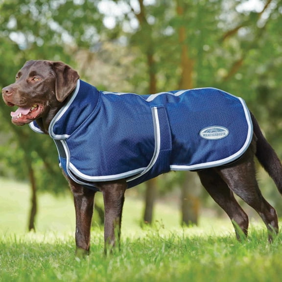 Weatherbeeta Comfitec Parka 1200D Deluxe Dog Coat, Navy (Grey/White Trim), Size: 22"