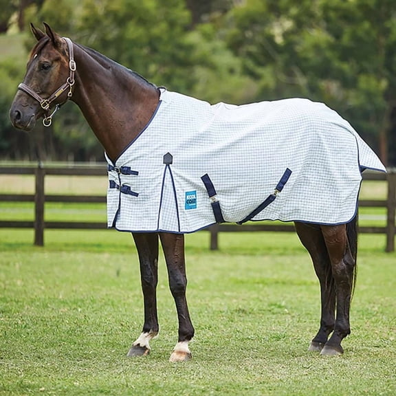 Weatherbeeta Kool Coat Classic With Surcingles III Standard Neck Fly Sheet (No Fill), White (Navy Trim), Size: 81