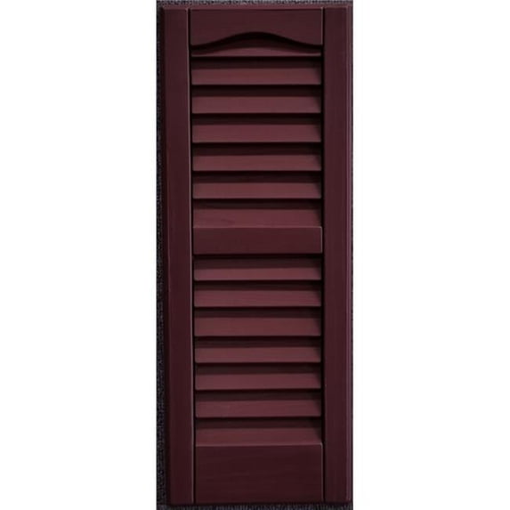 Weatherbest L0924BG-FH 9 x 24 in. Louvered Exterior Decorative Shutters, Burgundy