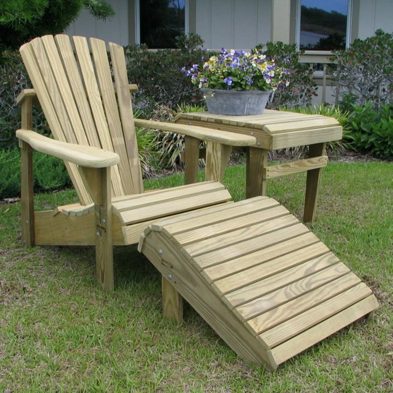 Weathercraft Adirondack Chair Set 3 Piece Set Solid Pressure Treated Wood Unfinished Natural