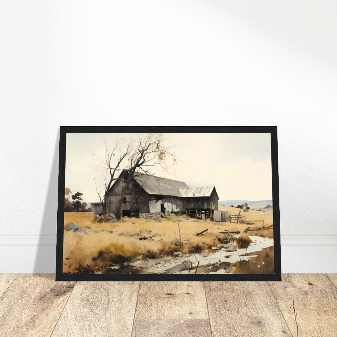 Weathered Abstract Barn Modern Farmhouse Wall Art Poster, Stretched ...
