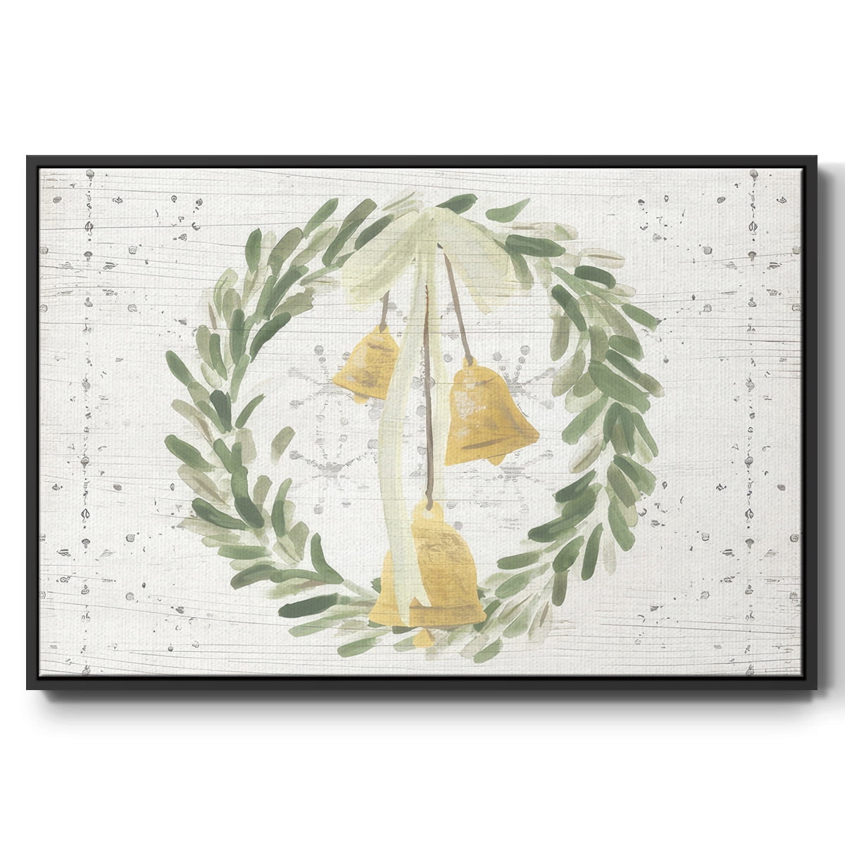 Weathered Aspen Wreath Collection A - Framed Gallery Wrapped Holiday Canvas - 17 x 25 - Black Frame