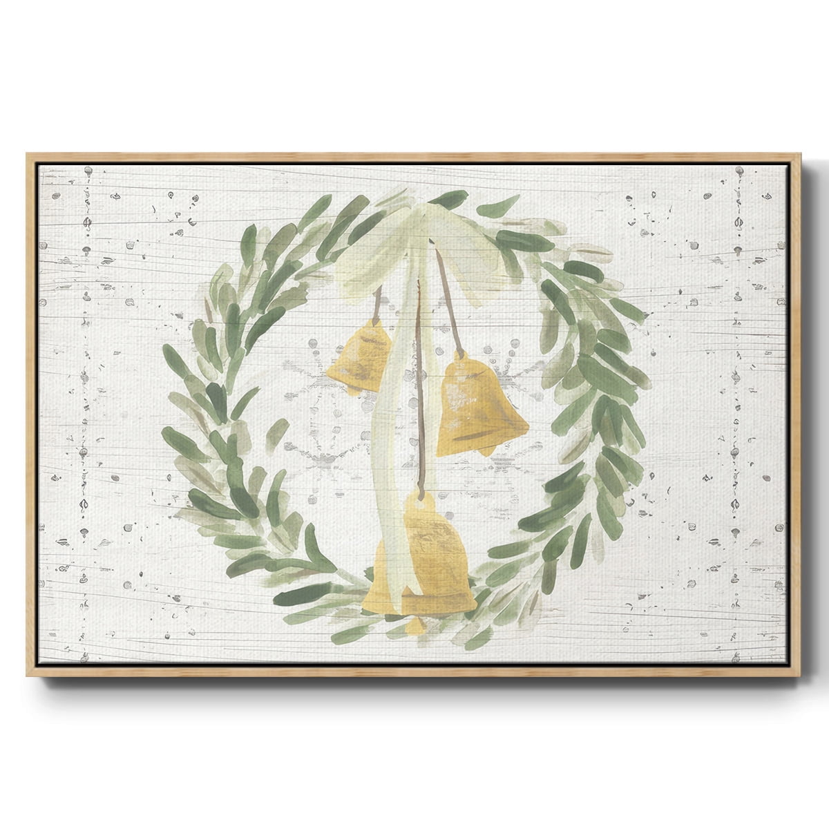 Weathered Aspen Wreath Collection A - Framed Gallery Wrapped Holiday Canvas - 17 x 25 - Natural Wood Frame