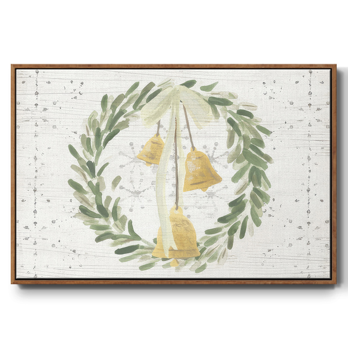 Weathered Aspen Wreath Collection A - Framed Gallery Wrapped Holiday Canvas - 27 x 41 - Rosewood Frame