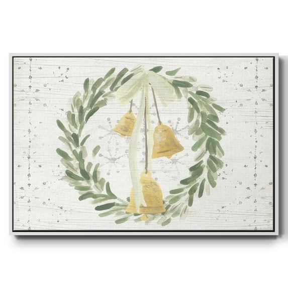 Weathered Aspen Wreath Collection A - Framed Gallery Wrapped Holiday Canvas - 27 x 41 - White Frame