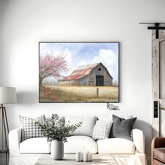Weathered Barn Springtime Rustic Farmhouse Wall Art Unframed Paper Print