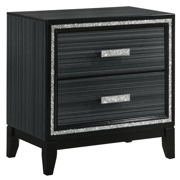Weathered Black 2-Drawer Nightstand / Optimize Bedroom Storage and Decor