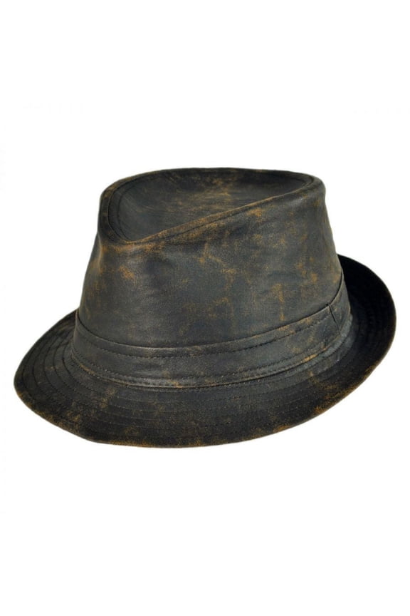 Weathered Cotton Trilby Fedora Hat - S - Brown